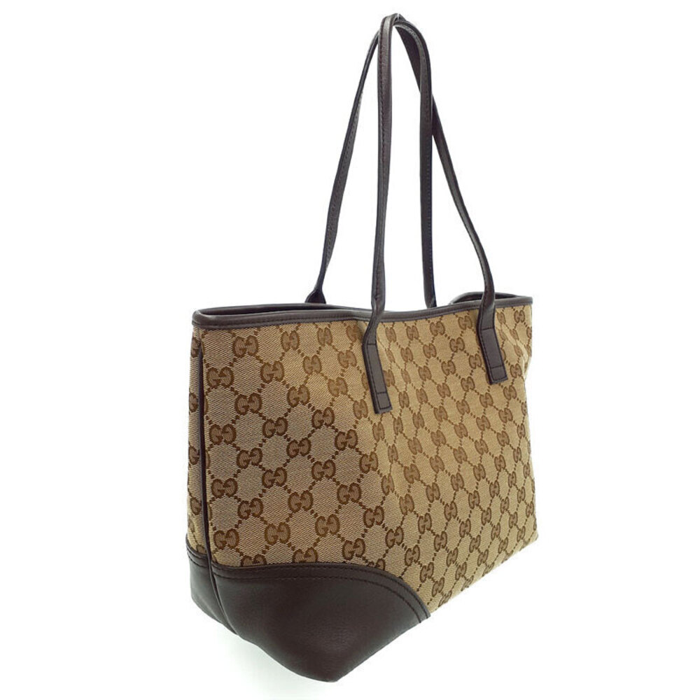 Gucci monogram Britt Canvas leather Bag mocha Tote canvas GG brown